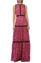 Women's Ml Monique Lhuillier Lace Trim Evening Dress - Pink