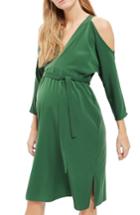 Women's Topshop Cutout Belted Maternity Dress Us (fits Like 2-4) - Green