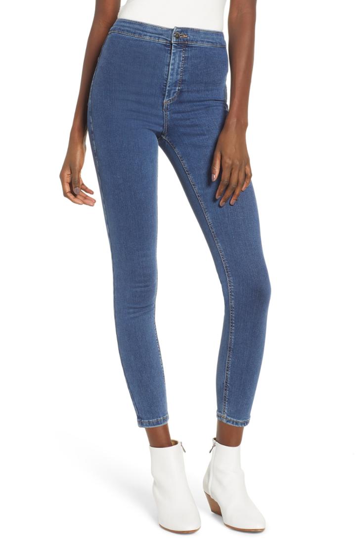 Women's Topshop Joni High Waist Skinny Jeans W X 30l (fits Like 24w) - Blue