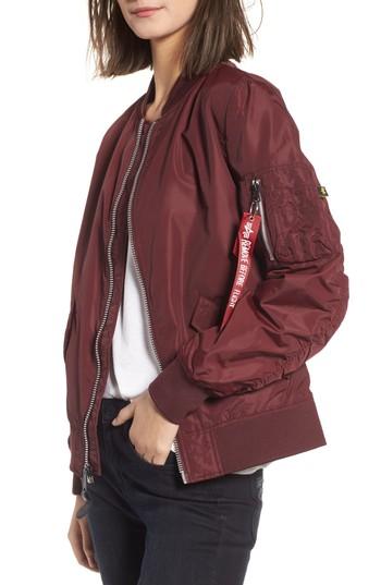 Women's Alpha Industries L-2b Scout Water Resistant Flight Jacket - Burgundy