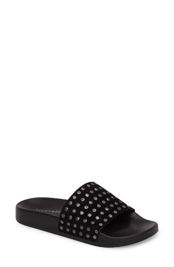Women's Lucky Brand Piyaa Studded Slide Sandal M - Black