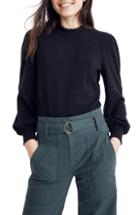 Women's Madewell Puff Sleeve Mock Neck Top, Size - Black
