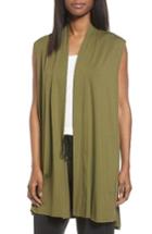 Women's Eilen Fisher Long Jersey Vest, Size - Green