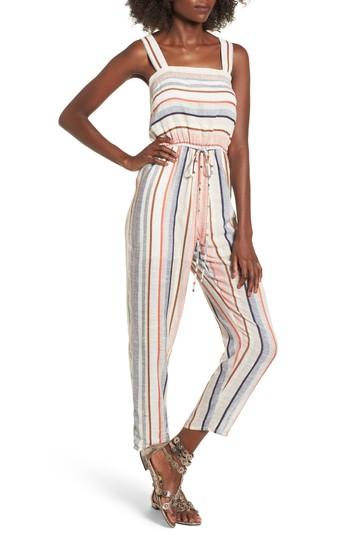 Women's Bp. Stripe Jumpsuit, Size - Beige