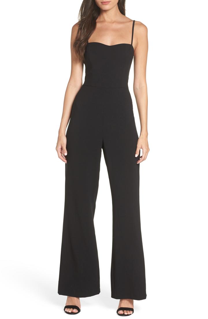 Women's French Connection Sweetheart Whisper Flared Leg Jumpsuit - Black