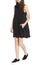 Women's James Perse Mixed Media Turtleneck Shift Dress - Black