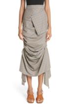 Women's A.w.a.k.e. Draped Plaid Wool Skirt Us / 38 Fr - Beige
