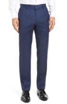 Men's Boss Genesis Flat Front Check Wool Trousers R - Blue