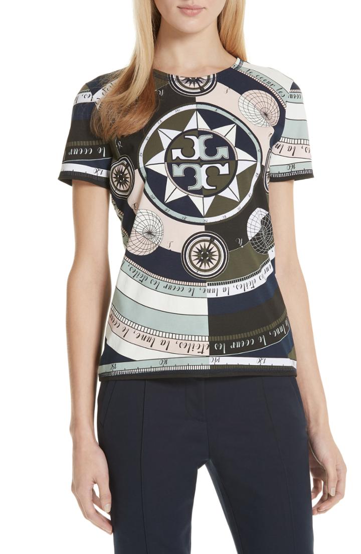 Women's Tory Burch Logo Print Tee - Blue