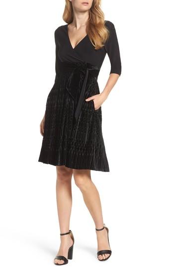 Women's Adrianna Papell Burnout Velvet Wrap Dress - Black
