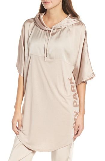 Women's Ivy Park Satin Hooded Tee, Size - Pink