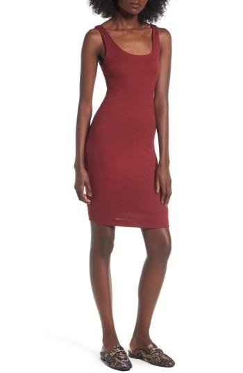 Women's Lush Rib Knit Body-con Dress - Red