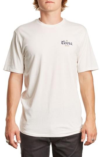 Men's Brixton X Coors Cask T-shirt, Size - White