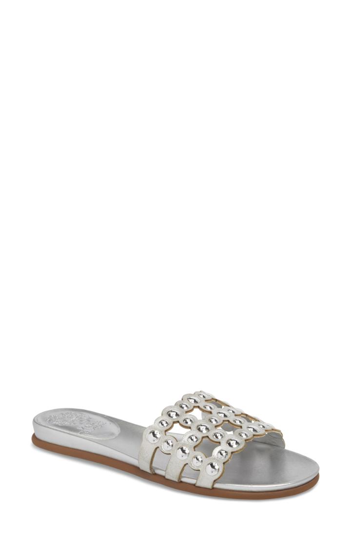 Women's Vince Camuto Ellanna Studded Slide Sandal .5 M - Metallic