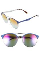 Women's Ray-ban Highstreet 54mm Round Sunglasses - Black/ Blue/ Violet