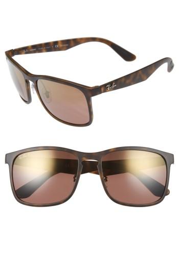 Women's Ray-ban Tech 62mm Polarized Wayfarer Sunglasses - Purple Havana