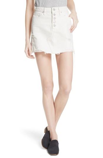 Women's Free People Destroyed Denim Miniskirt - White
