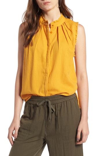 Women's Treasure & Bond Pleat & Ruffle Top, Size - Yellow