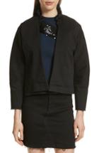 Women's Harvey Faircloth Ruffle Collar Crop Denim Jacket - Black