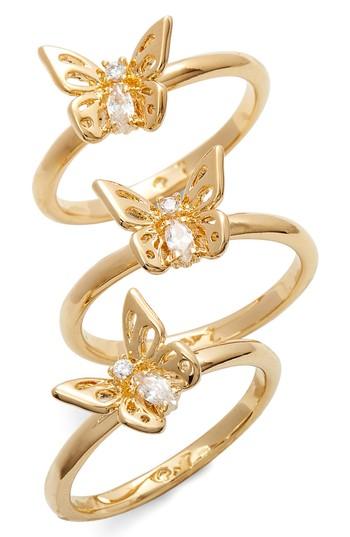 Women's Kate Spade Social Butterfly Set Of 3 Stackable Rings