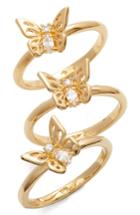 Women's Kate Spade Social Butterfly Set Of 3 Stackable Rings