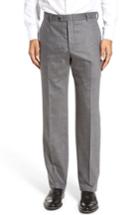 Men's Hickey Freeman Flat Front Solid Wool Blend Trousers R - Grey