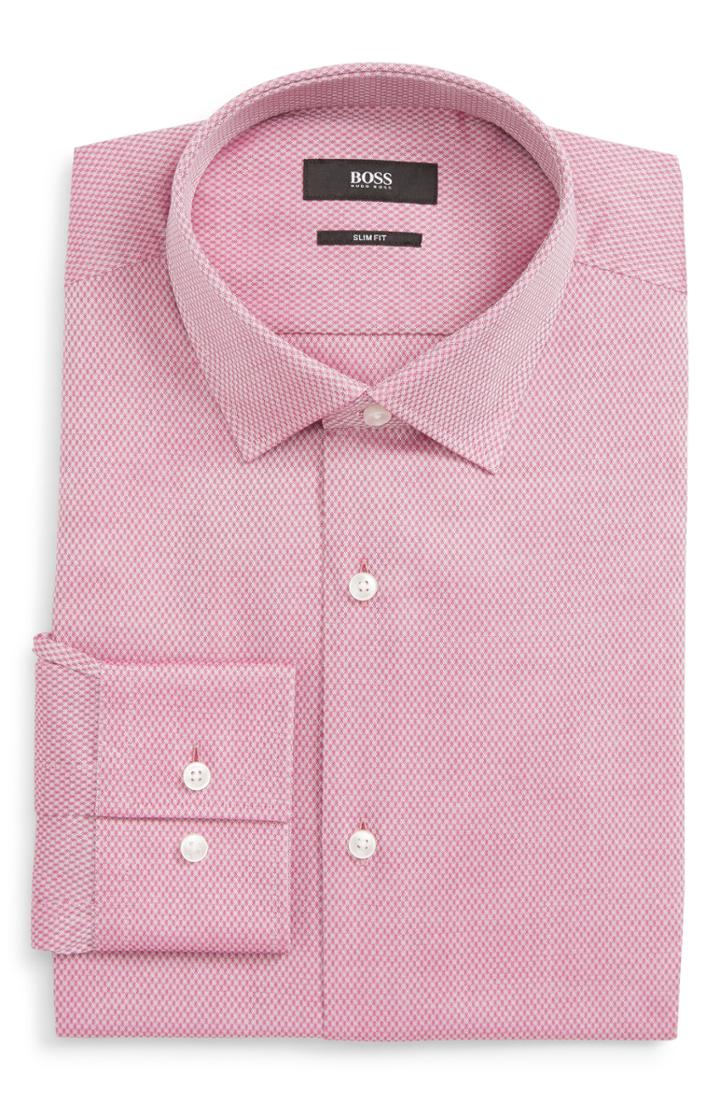 Men's Boss Jenno Slim Fit Solid Dress Shirt - Pink