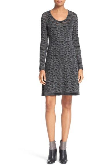 Women's M Missoni Metallic Knit Fit & Flare Dress