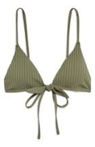 Women's Topshop Ribbed Triangle Bikini Top Us (fits Like 0) - Green
