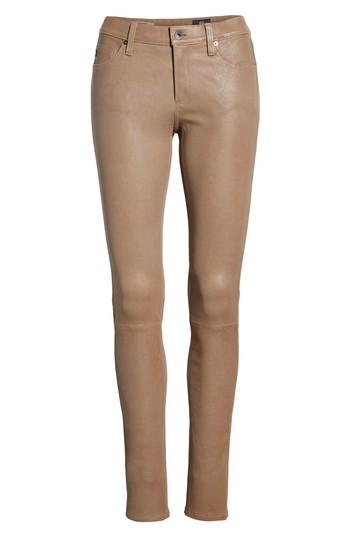 Women's Ag The Legging Super Skinny Leather Pants - Beige