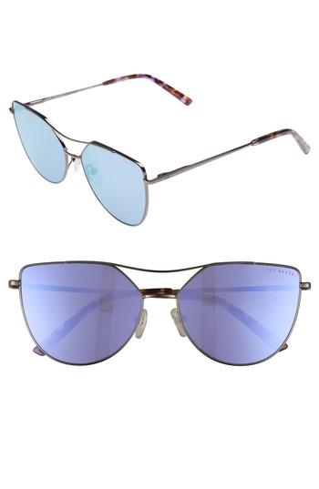 Women's Ted Baker London 57mm Geometric Aviator Sunglasses - Dark Gunmetal
