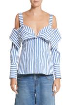 Women's Monse Stripe Poplin Cold Shoulder Top - Blue