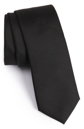 Men's Calibrate Veloutine Woven Silk Skinny Tie, Size - Black