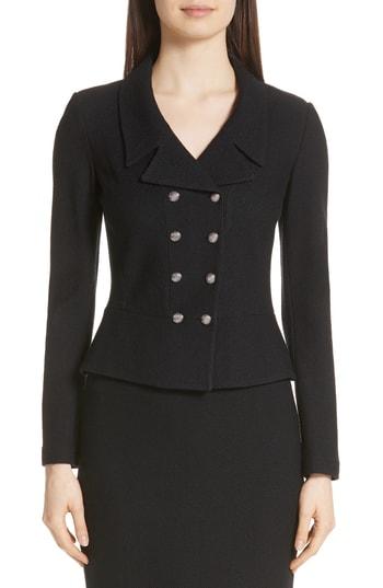 Women's St. John Collection Gail Knit Double Breasted Jacket - Black