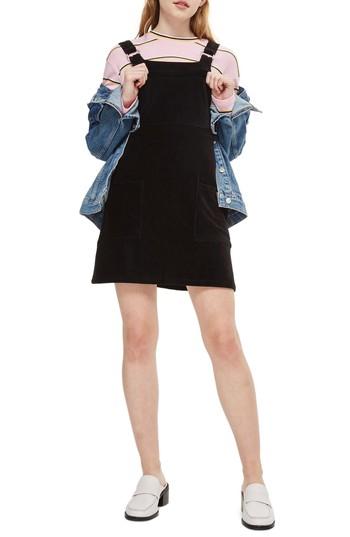 Women's Topshop Corduroy Pinafore Dress Us (fits Like 0) - Black