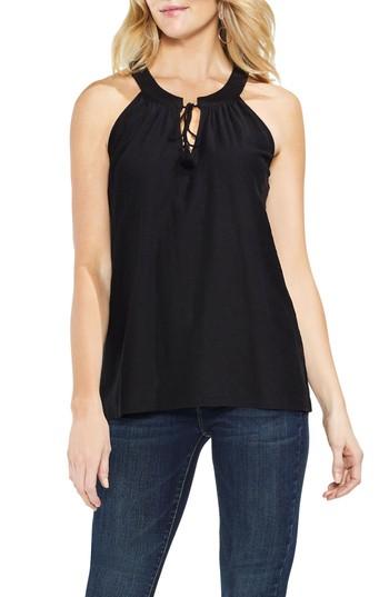 Women's Vince Camuto Tassel Neck Halter Cotton Top - Black