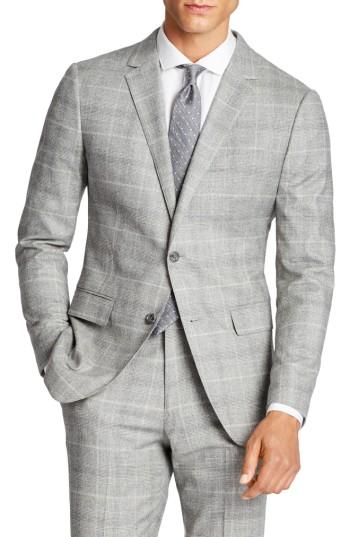 Men's Bonobos Jetsetter Slim Fit Plaid Stretch Wool Sport Coat R - Grey