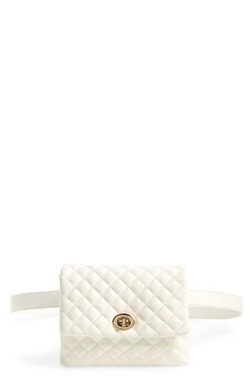 Mali + Lili Quilted Vegan Leather Convertible Belt Bag - White