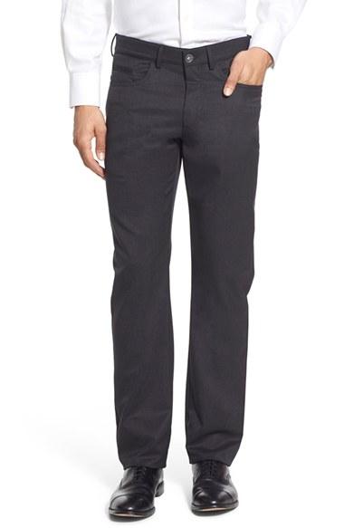 Men's Ballin Flat Front Solid Wool Blend Trousers