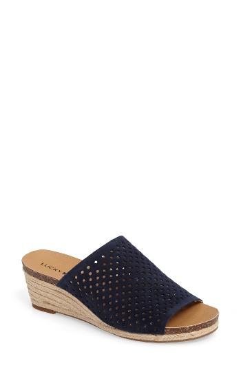 Women's Lucky Brand Jemya Perforated Open Toe Mule M - Blue