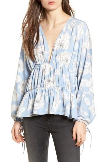 Women's Moon River Floral Tiered Top - Blue
