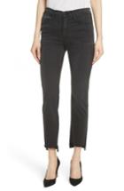 Women's Frame Le High Raw Stagger Straight Jeans - Black