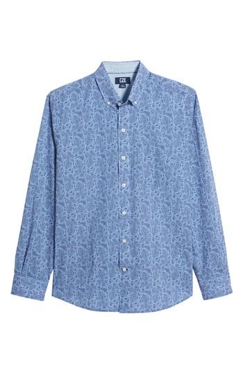 Men's Cutter & Buck Jameson Seersucker Print Sport Shirt, Size - Blue