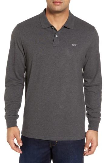 Men's Vineyard Vines Long Sleeve Polo - Grey