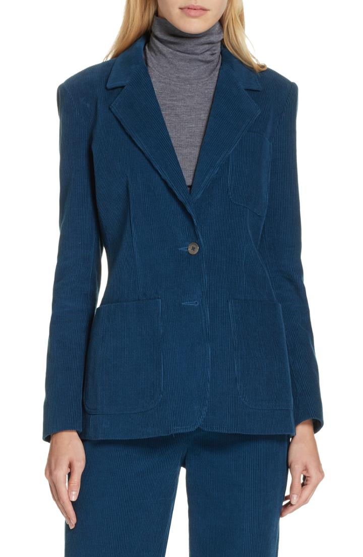 Women's La Vie Rebecca Taylor Stretch Cotton Corduroy Jacket - Blue/green