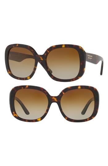 Women's Burberry 56mm Polarized Sunglasses - Dark Havana
