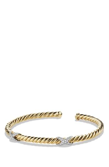 Women's David Yurman 'x' Bracelet With Diamonds In 18k Gold