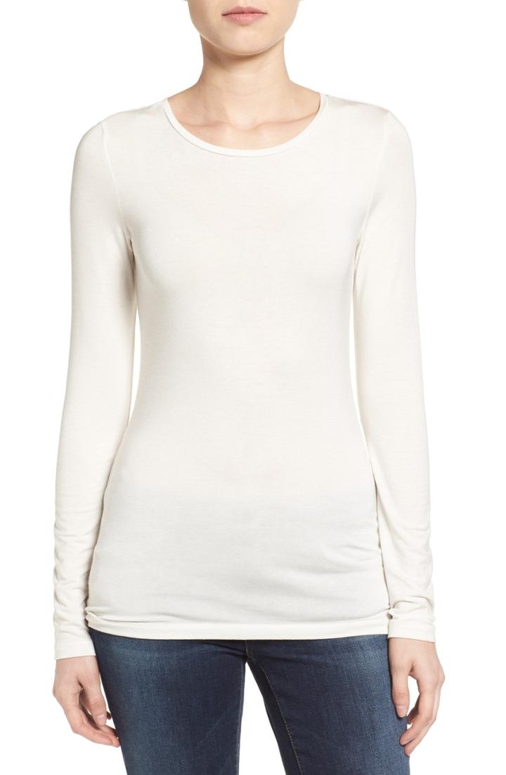 Women's Halogen Long Sleeve Modal Blend Tee, Size - Ivory
