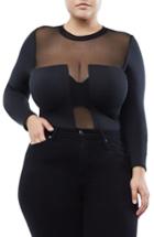 Women's Good American Mixed Mesh Bodysuit - Black