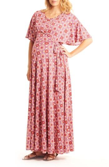 Women's Everly Grey Asa Maternity/nursing Maxi Wrap Dress - Burgundy